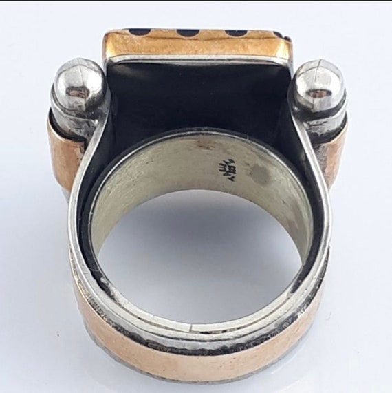 925 Silver Onyx Stone Ring, Rectangular Onyx Shap… - image 3