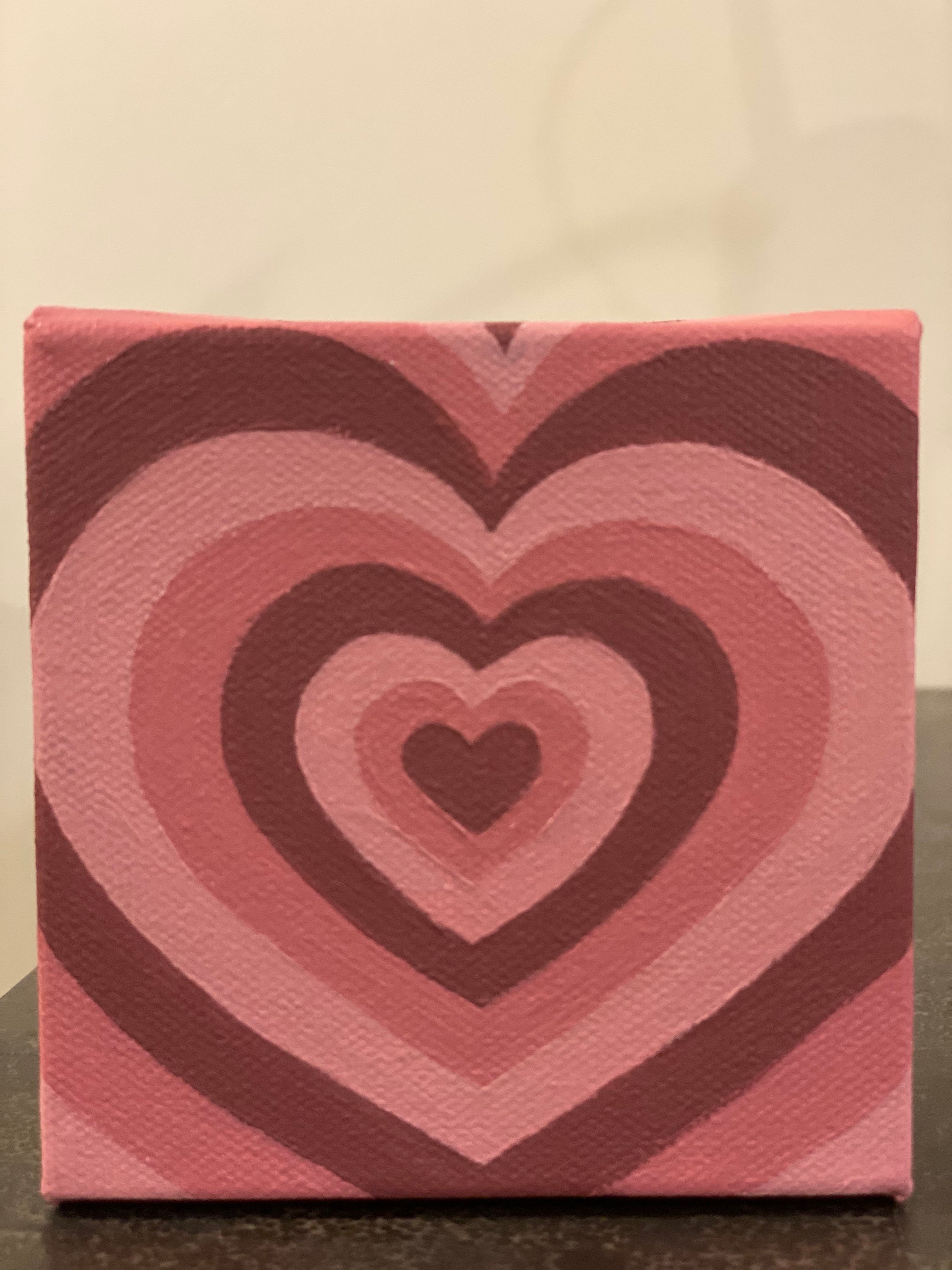 Aesthetic Radiating Heart Painting 4 X 4 Etsy UK