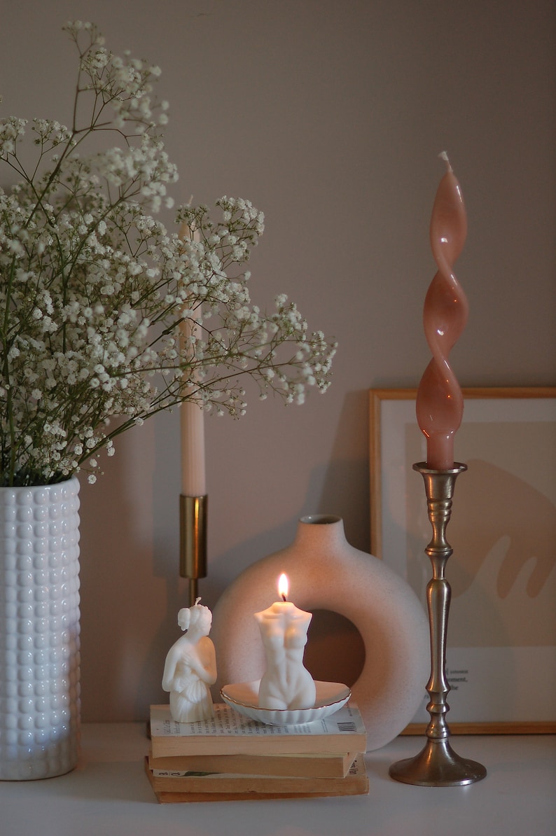 Twisted Candles Pastel Candle Spiral Candle Long Candle Etsy