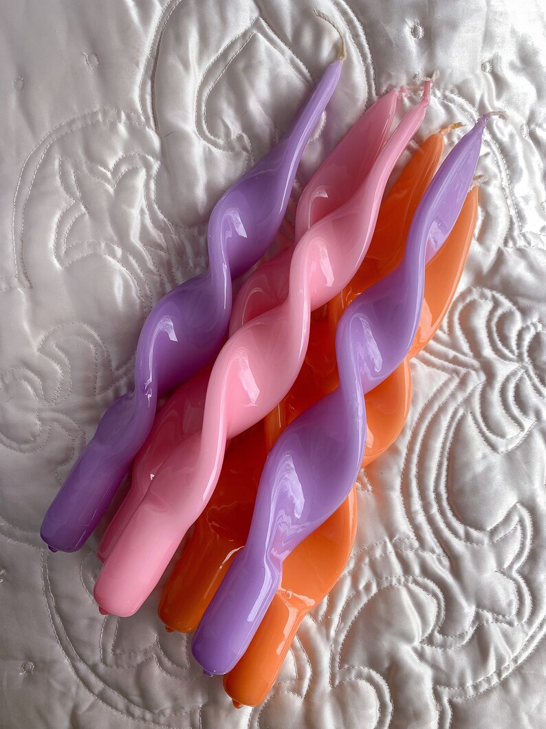 Twisted Candles Pastel Candle Spiral Candle Long Candle Etsy