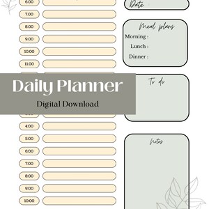 Daily Planner Planning Scheduling Plan Meal Plan To Do List Notes Take Notes Dates Times Schedule Reminders