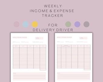 Registro chilometrico stampabile: autista per consegna generi alimentari / Tracker chilometrico Door Dash / Tracker consegne / Registro chilometrico per consegna cibo Tasse