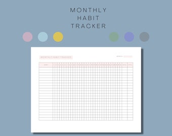 Tracker mensile delle abitudini stampabile / Impostazione degli obiettivi / Pianificatore degli obiettivi / Monitoraggio della routine delle abitudini / Elenco delle abitudini / Registro delle abitudini / Diario delle abitudini