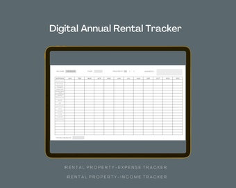 Pianificatore annuale DIGITALE per la gestione degli immobili in affitto su iPad, pianificatore per proprietari di immobili / monitoraggio annuale delle entrate e delle spese di affitto / contabilità degli immobili in affitto