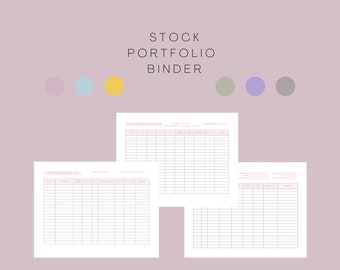 Tracker del portafoglio azionario stampabile / Pianificatore delle performance azionarie / Registro di trading azionario / Registro di acquisto di azioni / Modello di monitoraggio degli investimenti