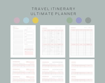 Pianificatore di viaggio stampabile / Modello di itinerario di viaggio giornaliero / Modello di lista definitiva per le cose da mettere in valigia / Organizzatore di viaggi familiari per spese aziendali