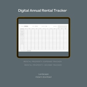 DIGITAL Annual IPAD Rental Property Management Planner Landlord Planner | Yearly Rental Income Expense Tracker | Rental Property Bookkeeping