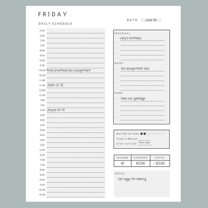 Daily 30 Minutes Planner Schedule Template Printable Daily - Etsy