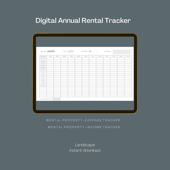 DIGITAL Annual IPAD Rental Property Management Planner Landlord Planner | Yearly Rental Income Expense Tracker | Rental Property Bookkeeping