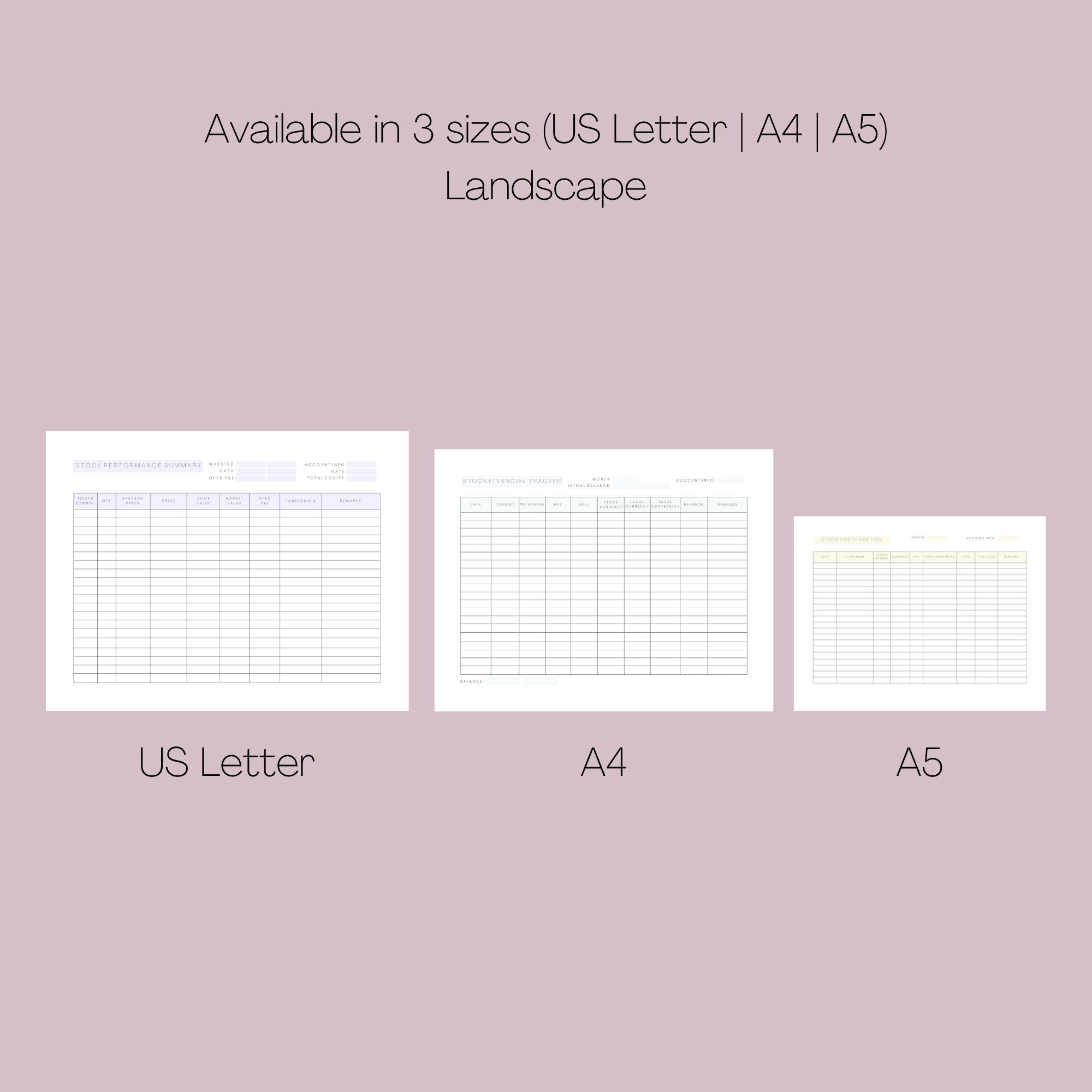 Stock Portfolio Tracker Printable | Stocks Performance Planner | Stock ...