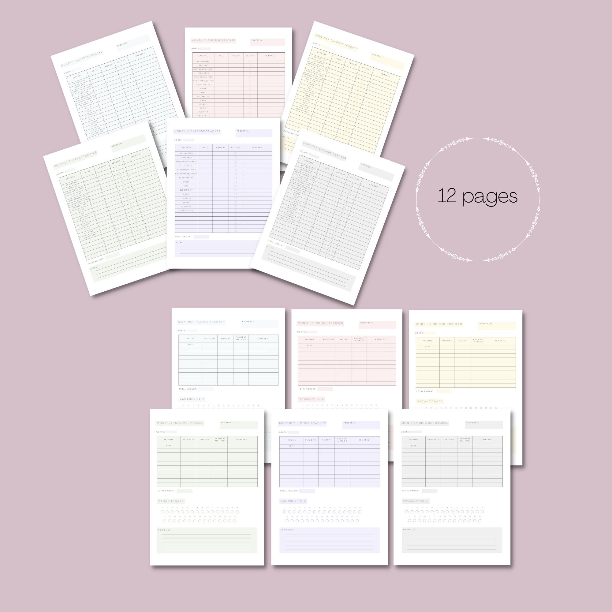 Monthly Rental Property Printable: Property Home Owner / Landlord ...