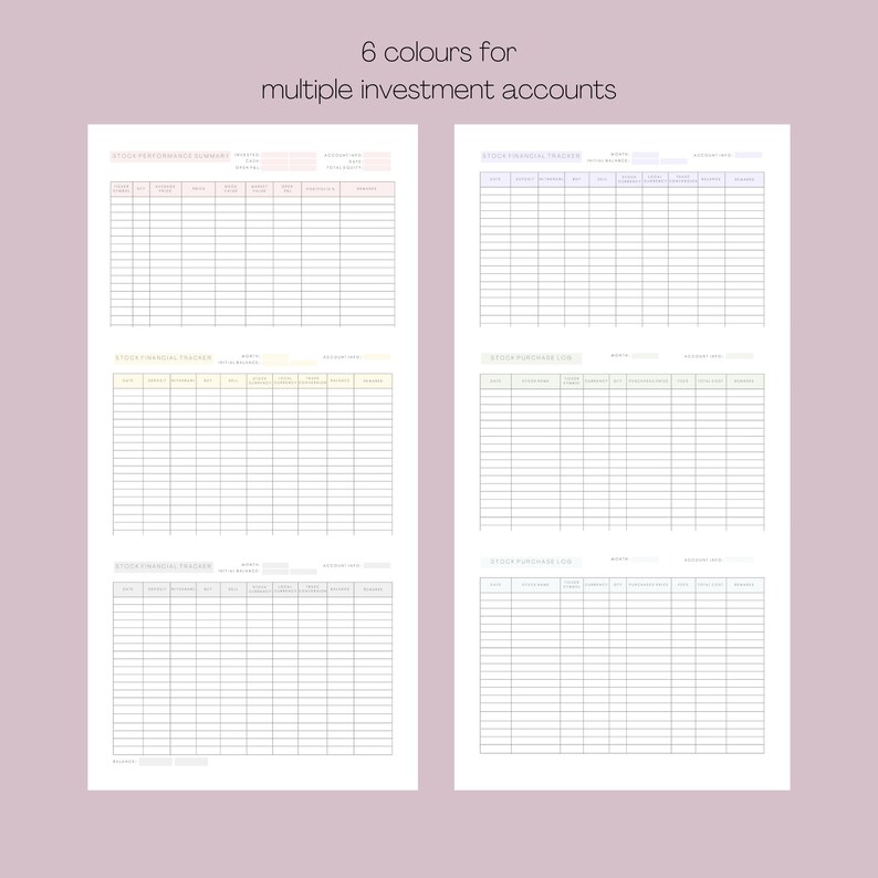 Stock Portfolio Tracker Printable | Stocks Performance Planner | Stock ...