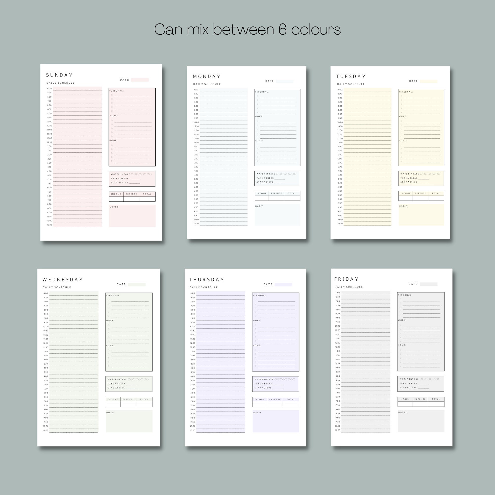 Daily 30 Minutes Planner Work & Home Plan Half Hour Planner School