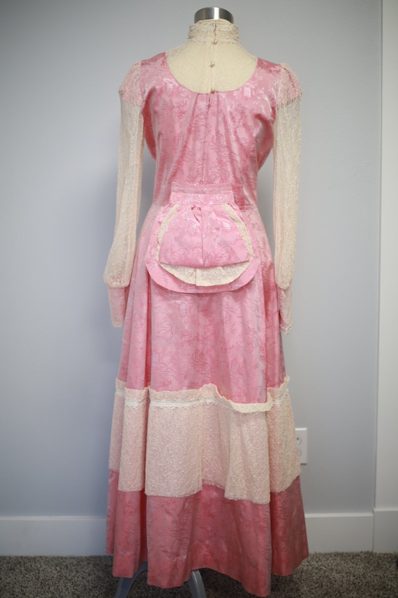 Vintage 70s Toile de Jouy High Neck Prairie Dress… - image 7