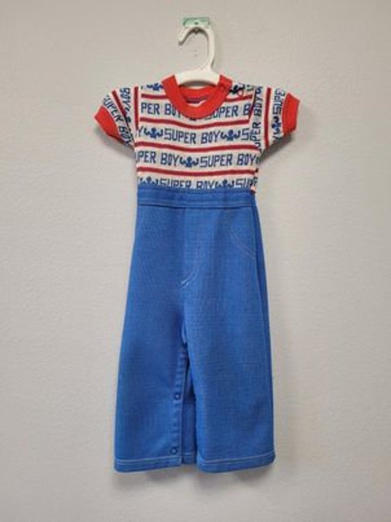 Vintage Carter's Kids Jumpsuit Super Boy Set Size 