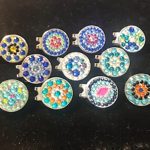 Rhinestone Golf Ball Markers with Magnetic Hat Clip - THE BLUES