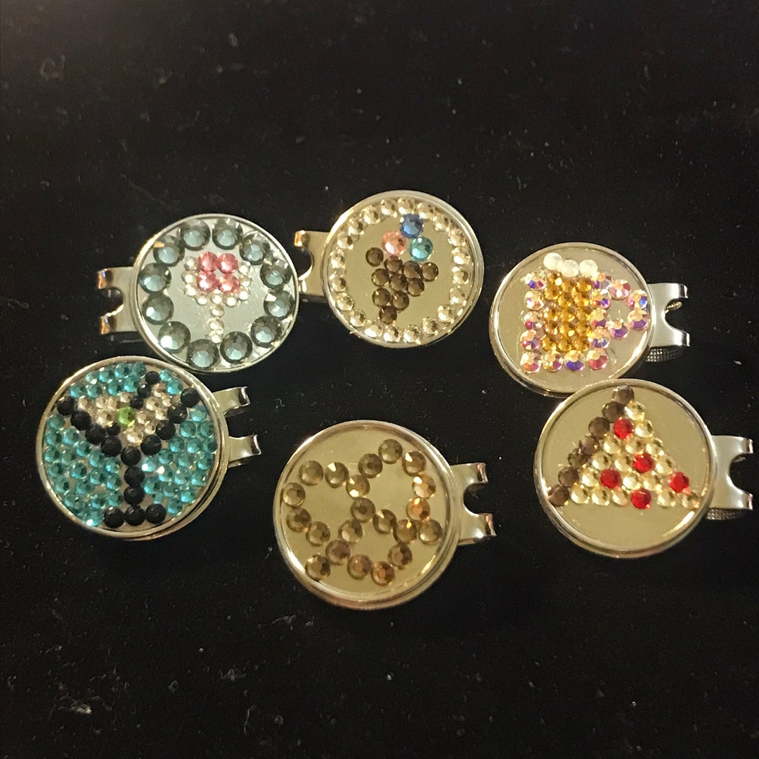 Rhinestone Golf Ball Markers With Hat Clip Etsy