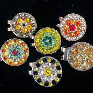 Rhinestone Golf Ball Markers with Magnetic Hat Clip - THE YELLOWS