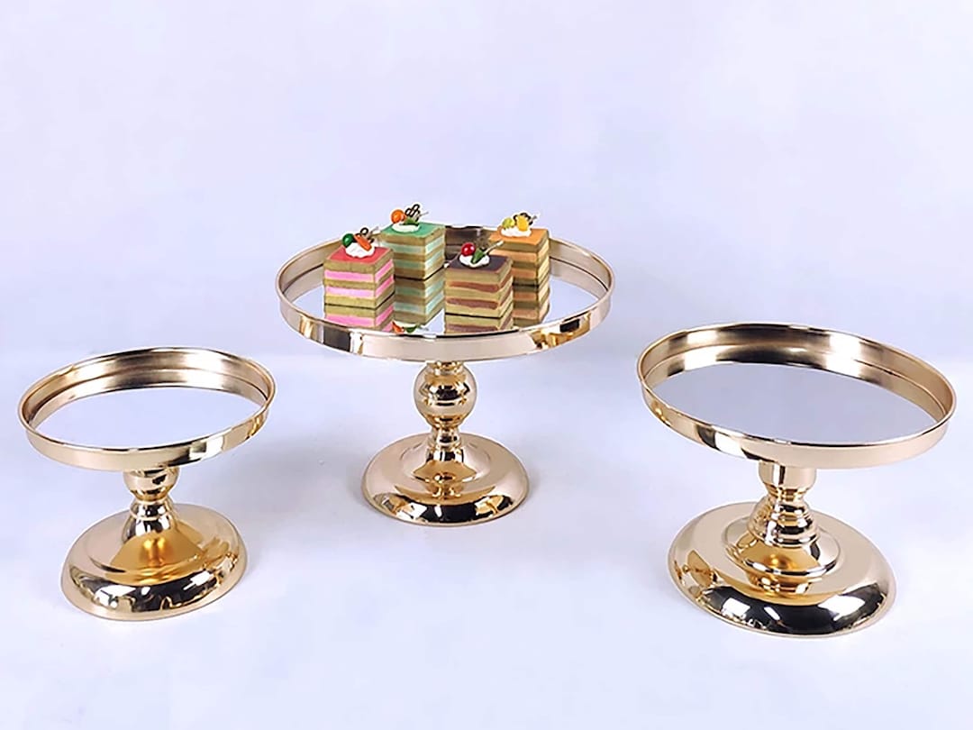 1 Tier Gold Mirror Top Cake Stands Rack Metal Cake Holder Wedding Party