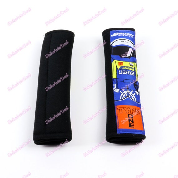 2 Coussinets D'épaule Pour Ceinture De Sécurité Noir Coton - Style JDM - Neuf