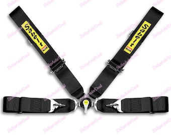X1 Black 4 Point Camlock Quick Release Car Seat Belt Harness Racing Universal 3" / 3 Inches