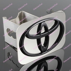 Tapón de enganche de acero inoxidable Au-Tomotive Gold para receptor de remolque de 2&quot; de Toyota, color Black Pearl