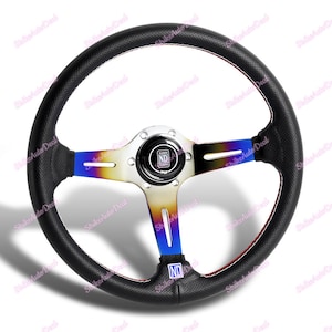 350MM NardiNew Style Leather Red Stitching Steering Wheel 3 Spokes with Titanium