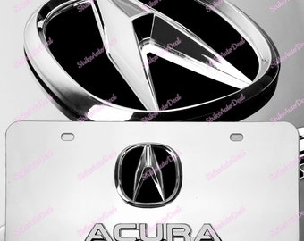 For 3D ACURA Front Mirror Chrome Finish Stainless Steel License Plate Frame X1