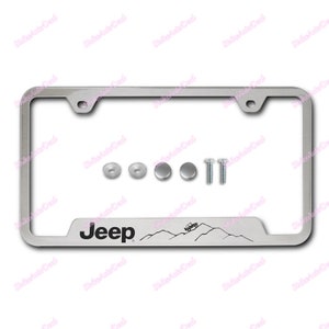 Au-Tomotive Gold For JEEP Mountain Laser Etched Stainless License Plate Frame X1
