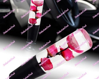 20CM Pink Rose Garden Clear Flower Shift Knob Shifter Gear Shift Knob Shift Lever Knob Car Gear Stick Head Unique Shift Handle Knob