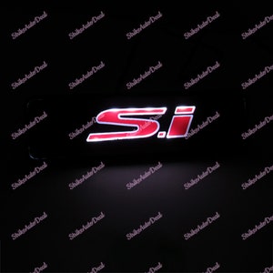 1PCS LED Red SI Racing Emblem Light Front Grille Ornament Emblem For Honda Si