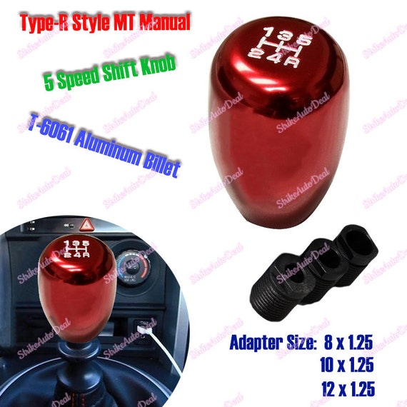 JDM Type-R Style Aluminum Polish Black 5 Speed Manual Gear Shifter Shift Knob