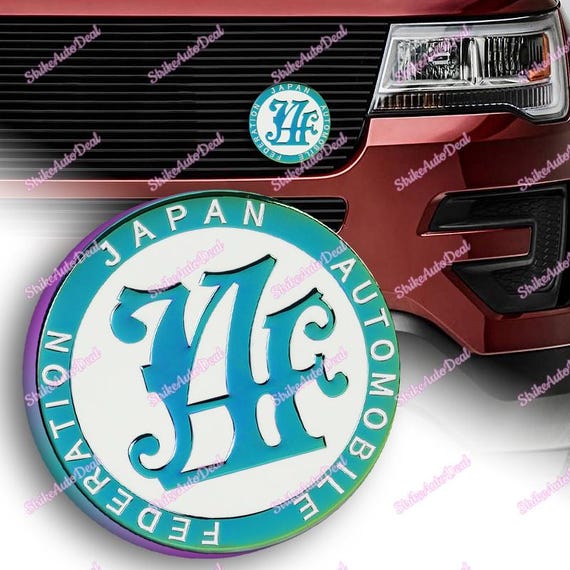 Blue-neo Japan Automobile Federation JAF METAL Emblem Badge Cars