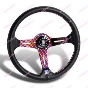 350MM NardiNew Style Leather Red Stitching Steering Wheel 3 Spokes with Neo Burn