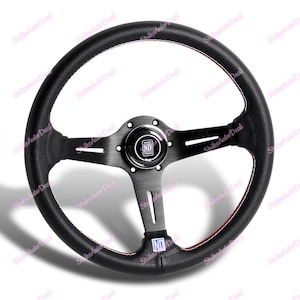 1PCS 350MM NardiNew Style Leather Red Stitching Carbon Look Spoke Steering Wheel