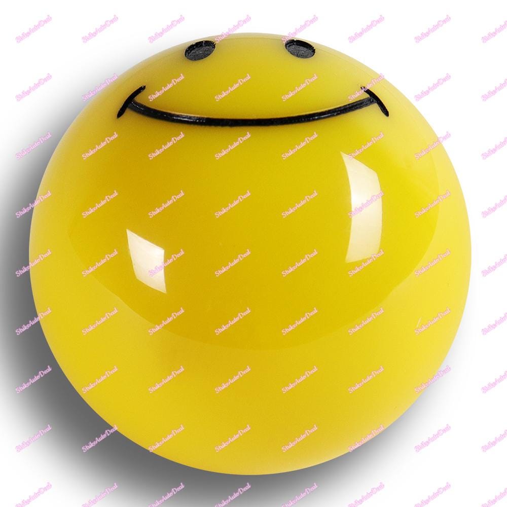 54mm Jdm HAPPY SMILE FACE Yellow Round Ball Manual Car Gear Stick