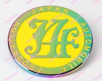 Yellow-NEO Chrome JDM JAF Japan Automobile Federation Metal Emblem Badge For Toyota Front Grille