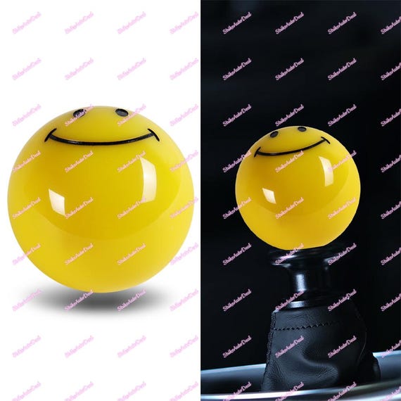 54mm Jdm HAPPY SMILE FACE Yellow Round Ball Manual Car Gear Stick