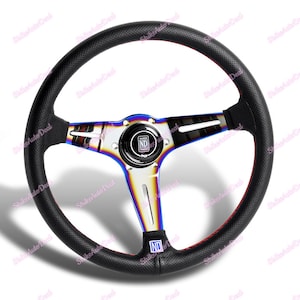 350MM NardiNew Style Leather Red Stitching Steering Wheel Neo Chrome 3 Spokes