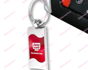 Au-Tomotive Gold for Jeep Gladiator Rectangular Red Key Ring Keychain Key Chain - KC3075.GLAD.RED