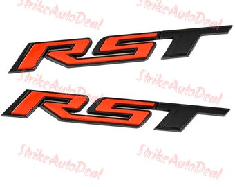 2PCS For 2019 2020 2021 Chevrolet Chevy Silverado 1500 RST Tailgate Emblem Badge Sticker 3D Red & Black
