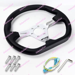 New 350MM Classic NardiNew Leather Black Stitching Steering Wheel 3 Spokes Style