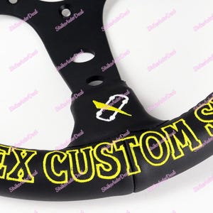 330mm Custom Vertx Leather Deep Dish Embroidery Steering Wheel Yellow Stitches