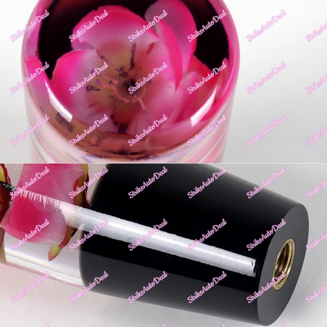 Pink Shifter 15CM Pink Rose Garden Clear Flower Shift Knob Shifter Gear Shift Knob ...
