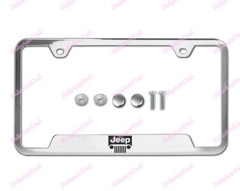 Au-Tomotive Gold For JEEP Grille Laser Etched Stainless License Plate Frame 1pcs