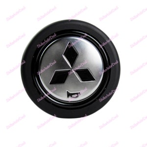 2" Aftermarket Universal 58mm horn button black / silver fits MITSUBISHI 6 Bolts steering wheel racing
