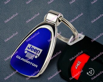 Au-Tomotive Gold for Chrome Blue For Jeep Gladiator Teardrop Keychain Key Ring Fob Key Chain - KCB.GLAD