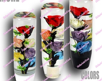 JDM 15CM Rose Garden Clear Flower Shift Knob Shifter Gear Shift Knob Shift Lever Knob Car Gear Stick Head Unique Shift Handle