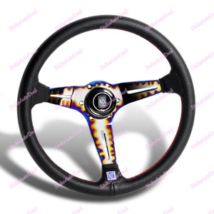 350MM NardiNew Style Leather Red Stitching Steering Wheel Neo Burn Spokes 1pcs