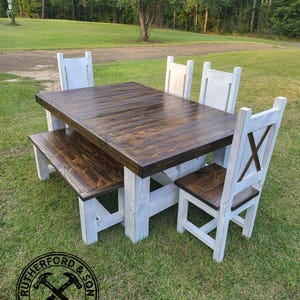 Timber Frame Farmhouse Table Set - Etsy